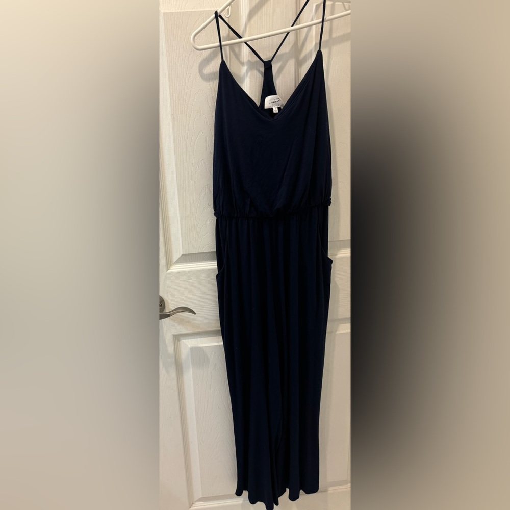 Soma Navy V-Neck Wide‎ Leg Jumpsuit
